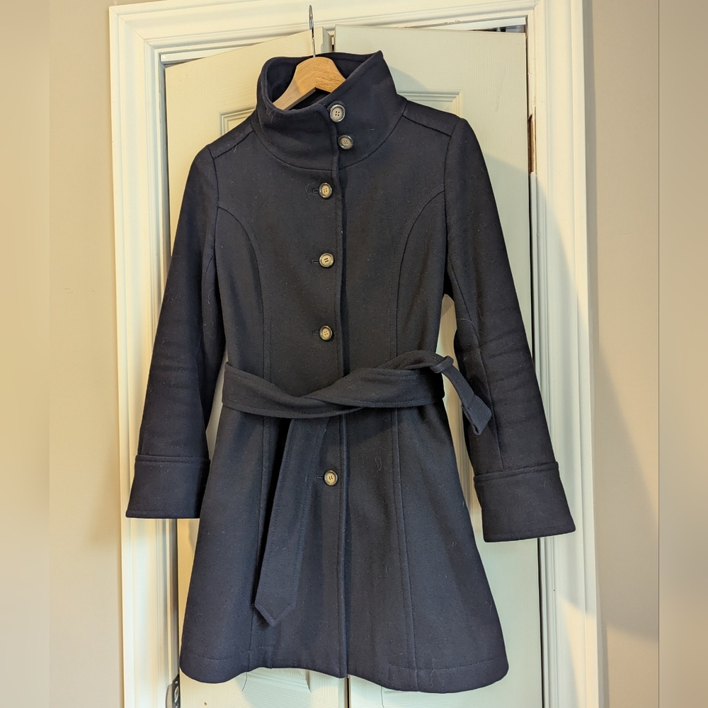 Sophisticated Japan-Style Navy A-line Coat